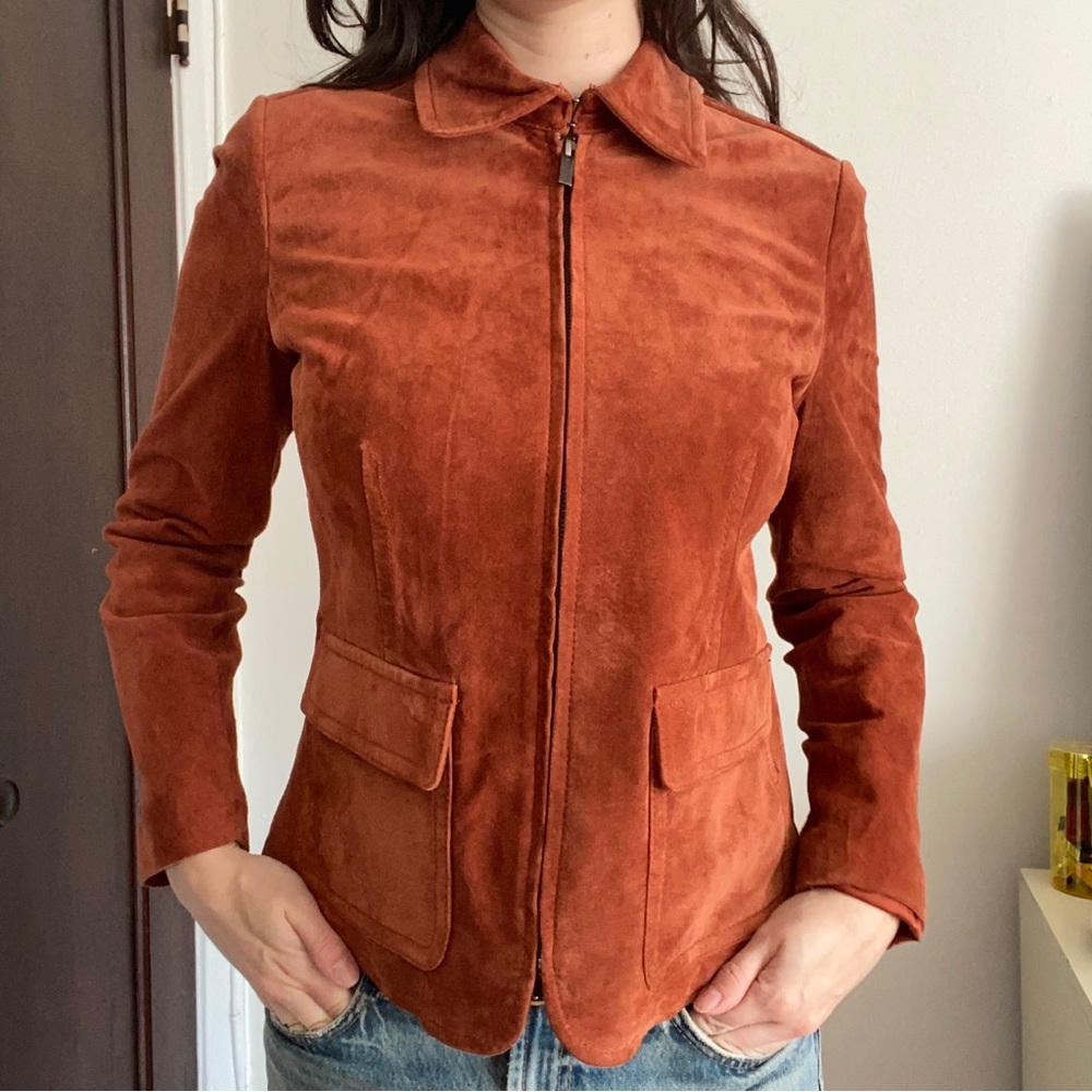 Liz Claiborne Rust Suede Zip-Front Jacket